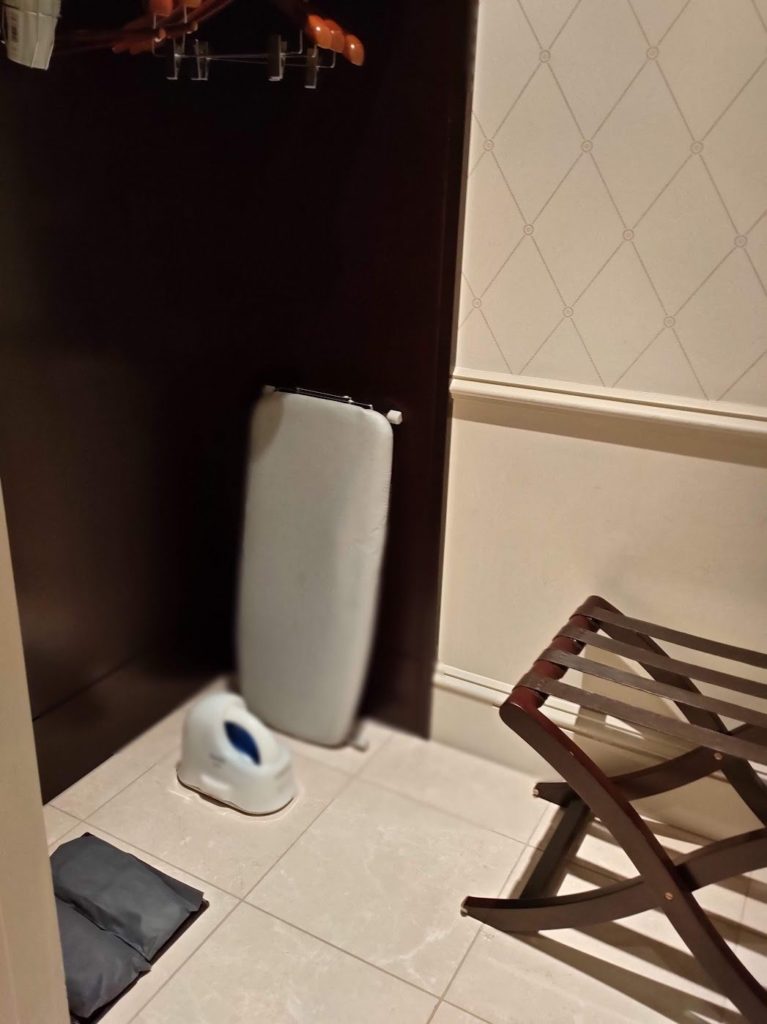 アイロンとアイロン台も備え付け（ドームサイド）